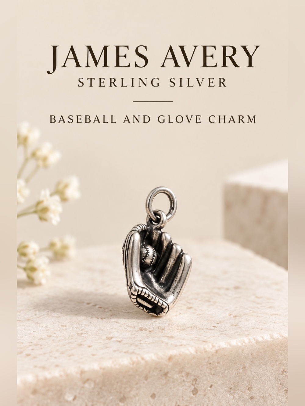 James Avery Sterling Silver Baseball & Glove Charm